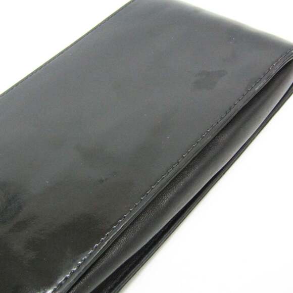 Chanel Caviar Skin Coco Mark Women's Patent Leather Pouch Black